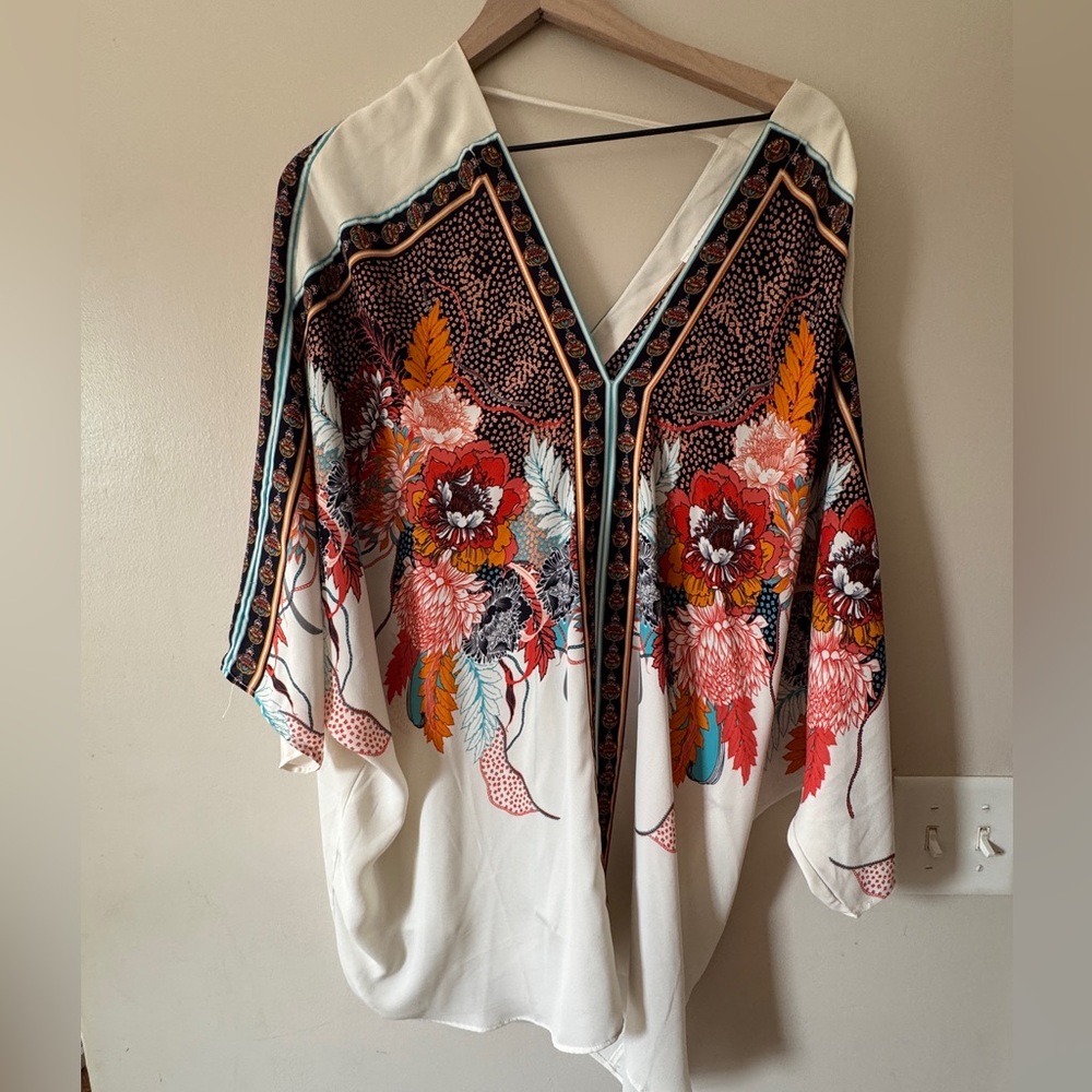 Rose+Olive Multicolor Dolman Sleeve Floral Chiffon Blouse Size 3X